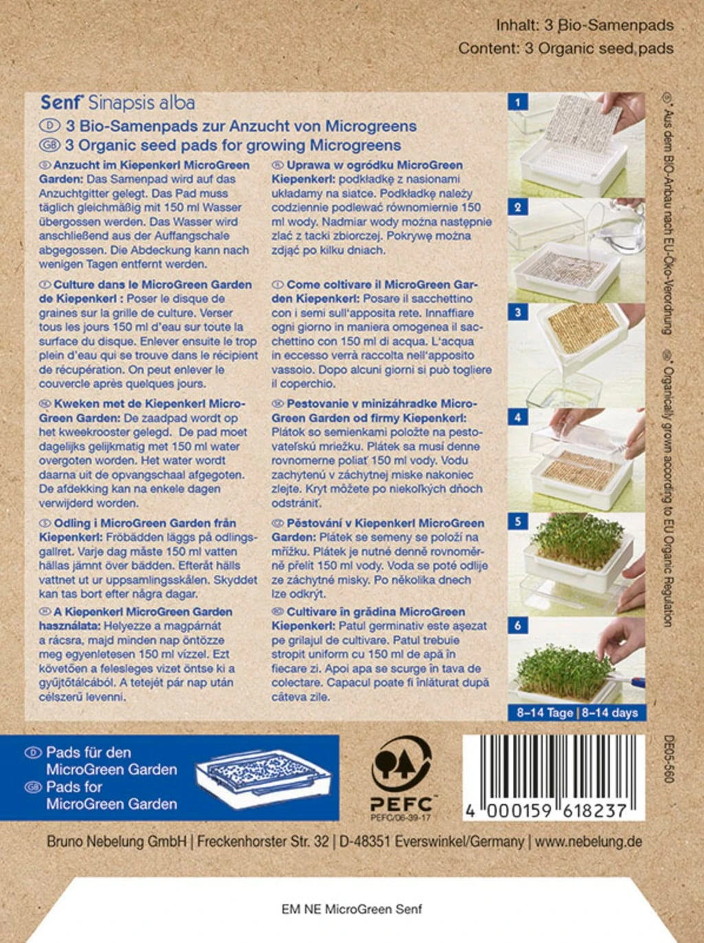 MicroGreen Garden Bio-Senf Nachfüllpads, 3 Stück 3 MicroGreen Garden Bio-Senf Nachfüllpads, 3 Stück