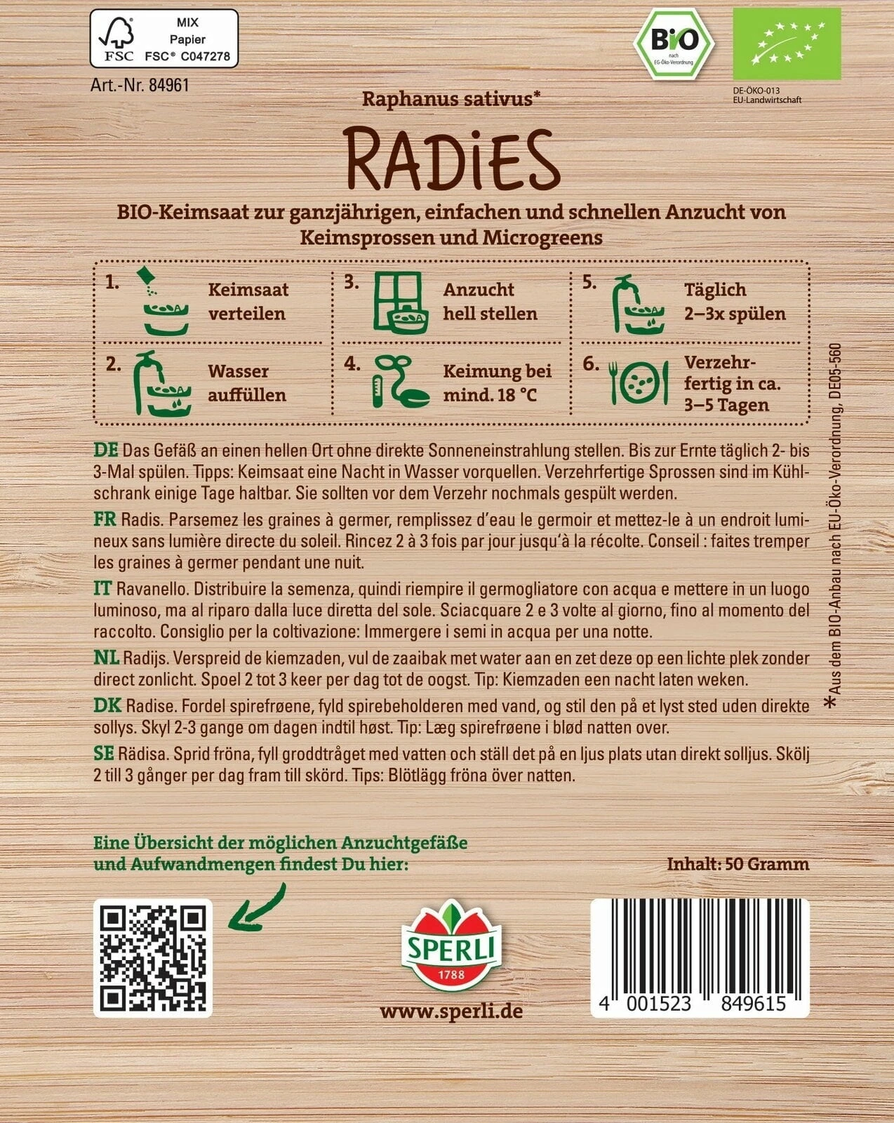 Bio Keimsprossen-Saat Radies 4 Bio Keimsprossen-Saat Radies – Bild 2